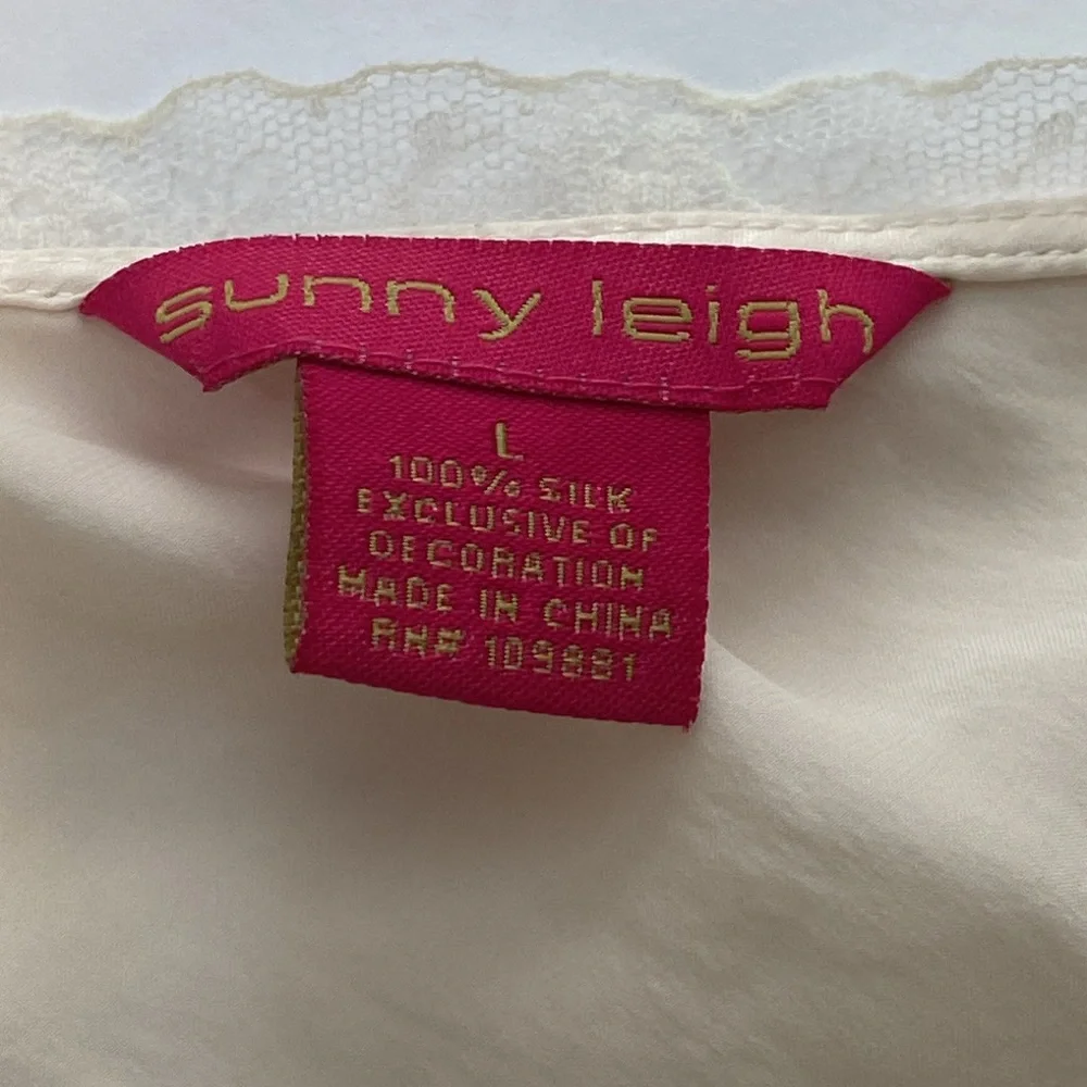 Vintage Sunny Leigh Romantic Silk Blouse size Large - Picture 4 of 7